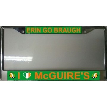 Erin Go Braugh With Irish Heart Chrome License Plate Frame